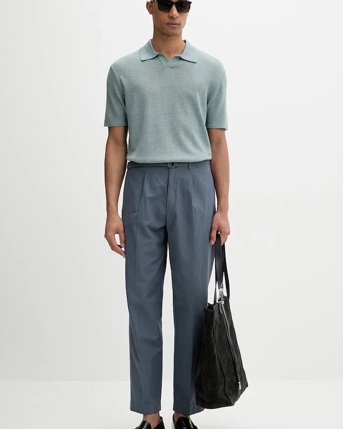 Calvin Klein erkek polo yaka kazak tipi tişört, keten karışımlı