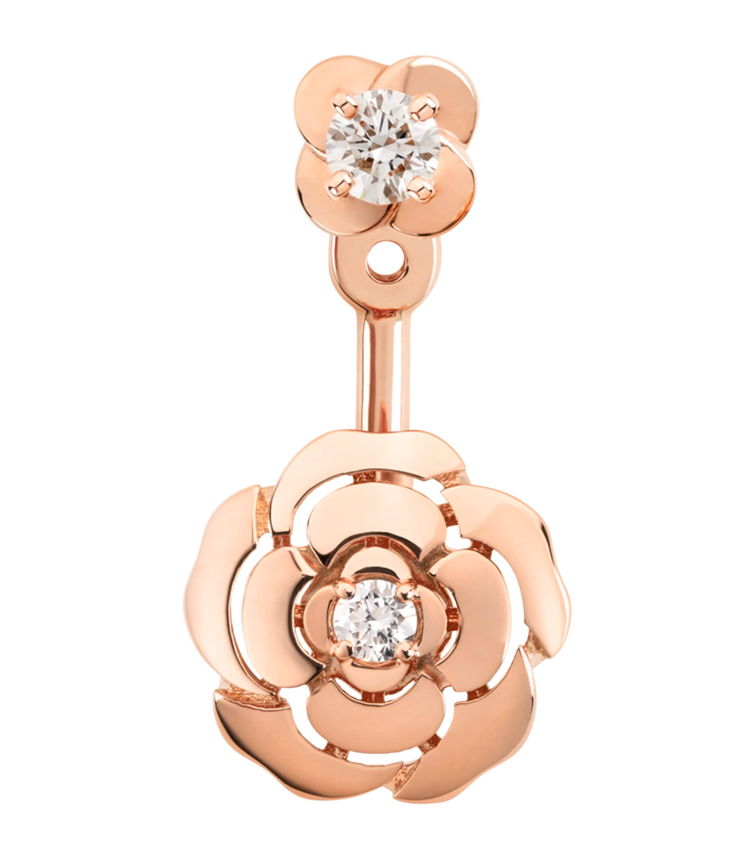 CHANEL Rose Gold and Diamond Camélia Single Earring