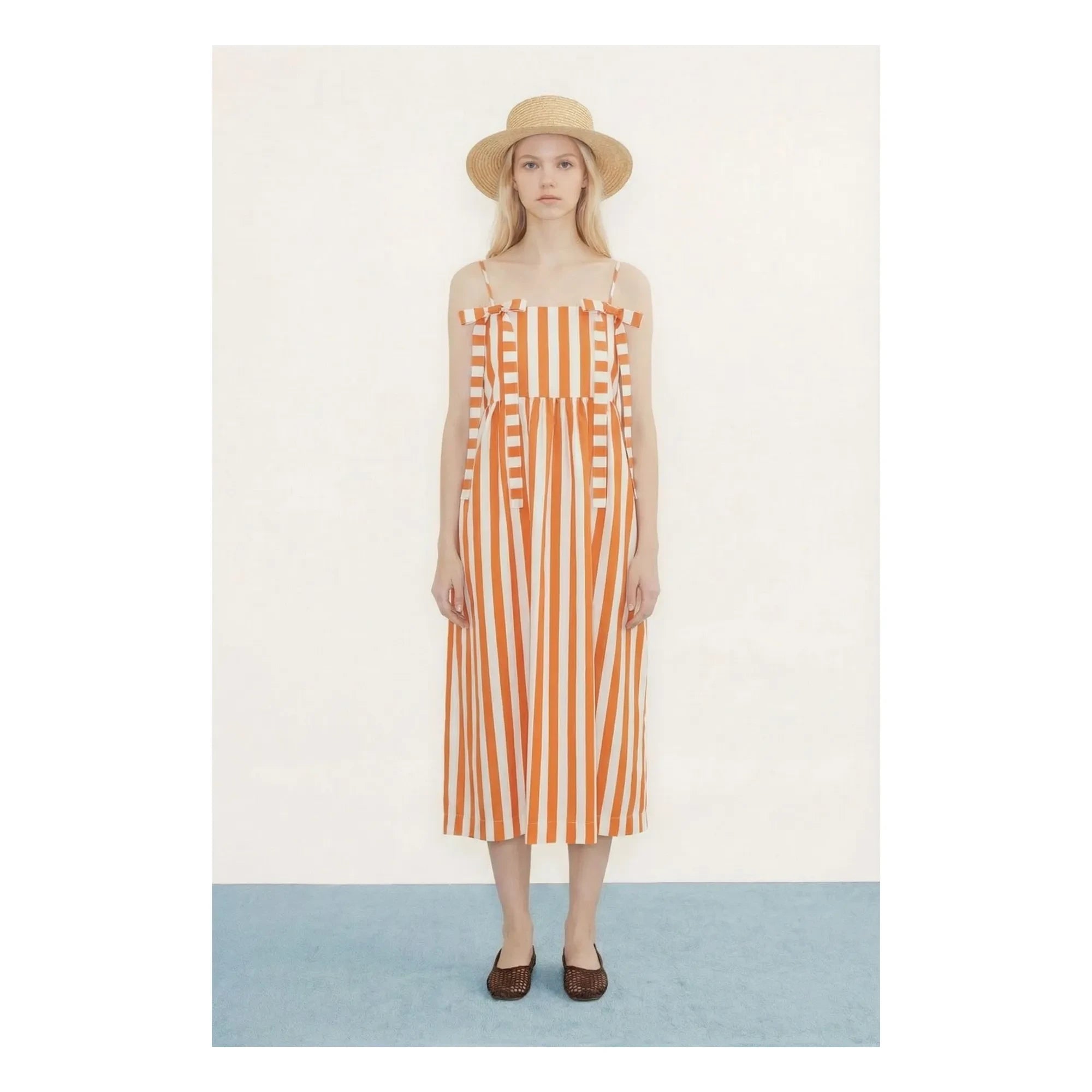 The Tiny Big Sister - Linen and cotton striped dress | Red