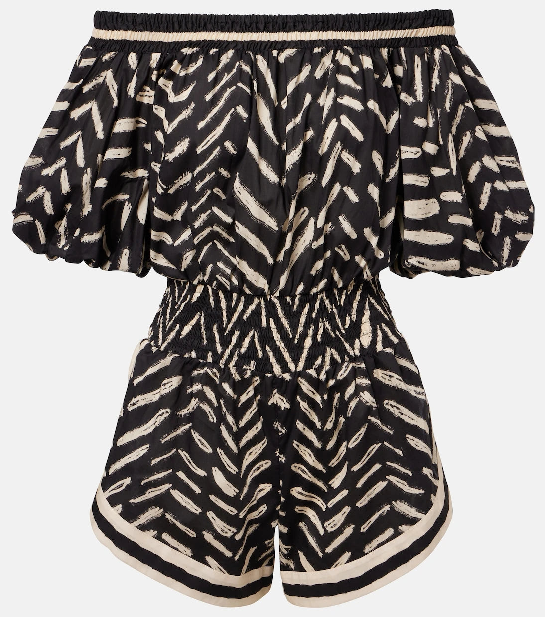 Johanna Ortiz - Printed off-shoulder cotton romper