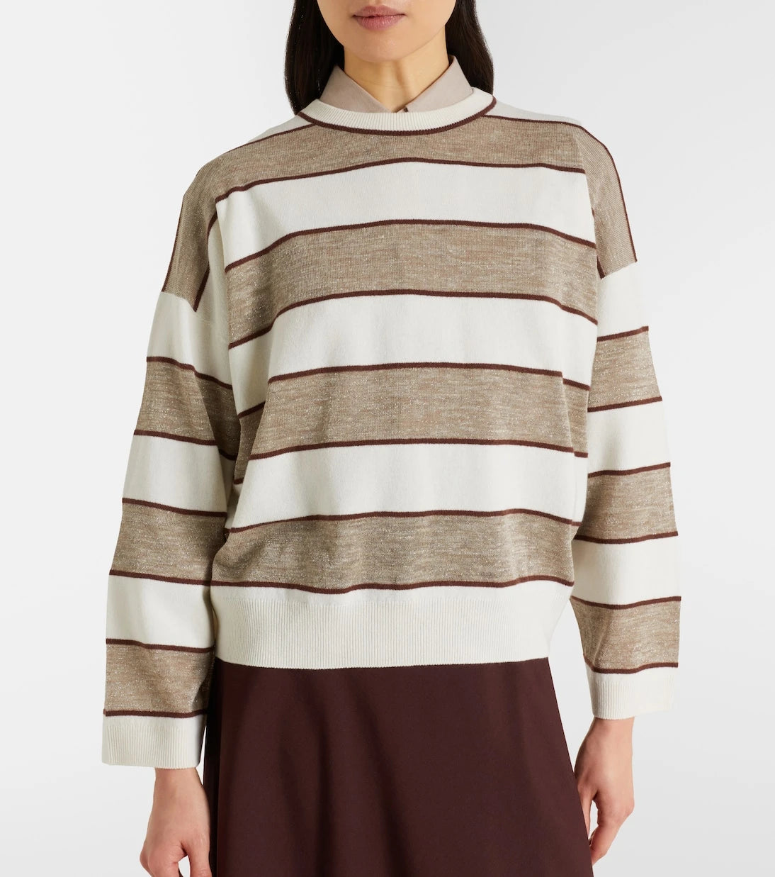 Brunello Cucinelli - Striped wool, cashmere, and silk sweater