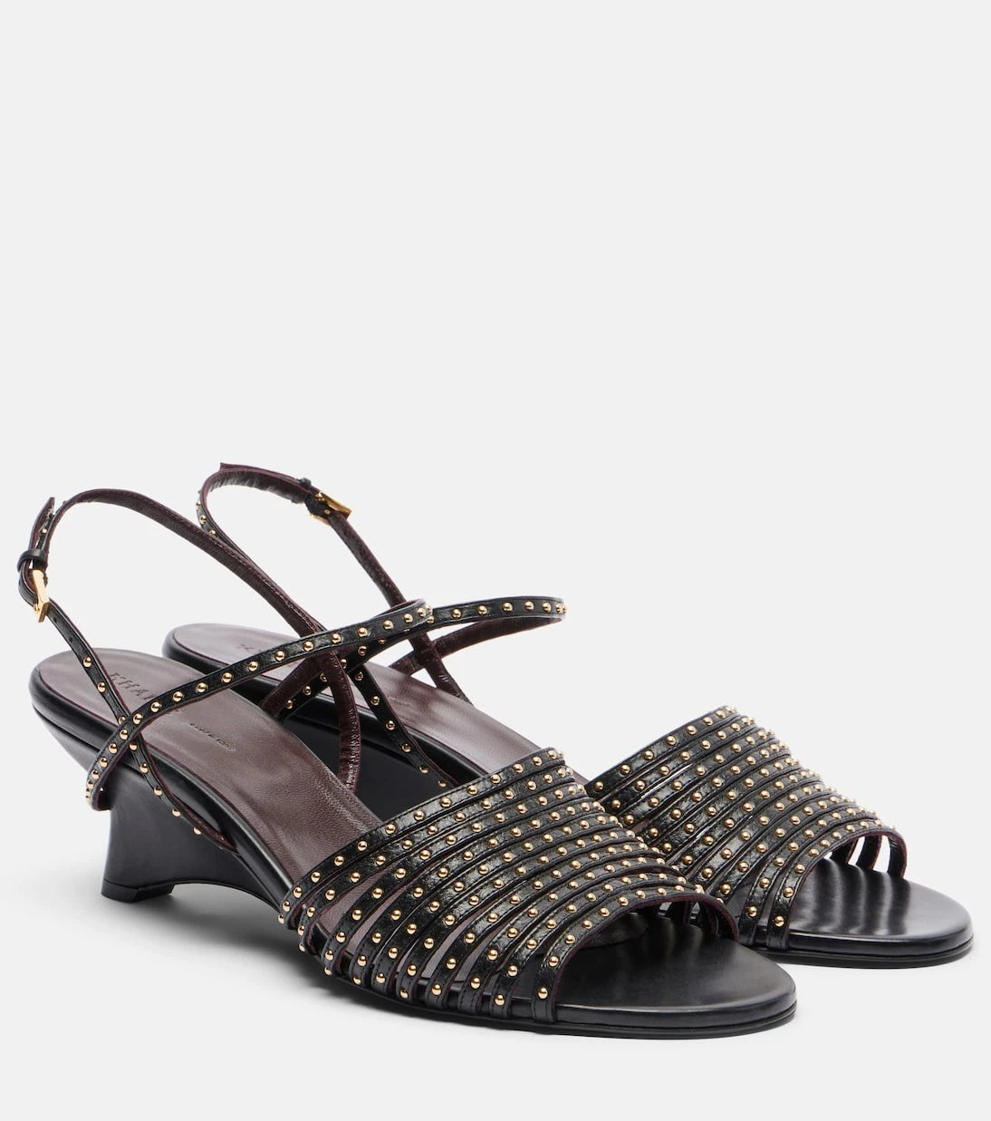Khaite - Drew studded leather wedge sandals