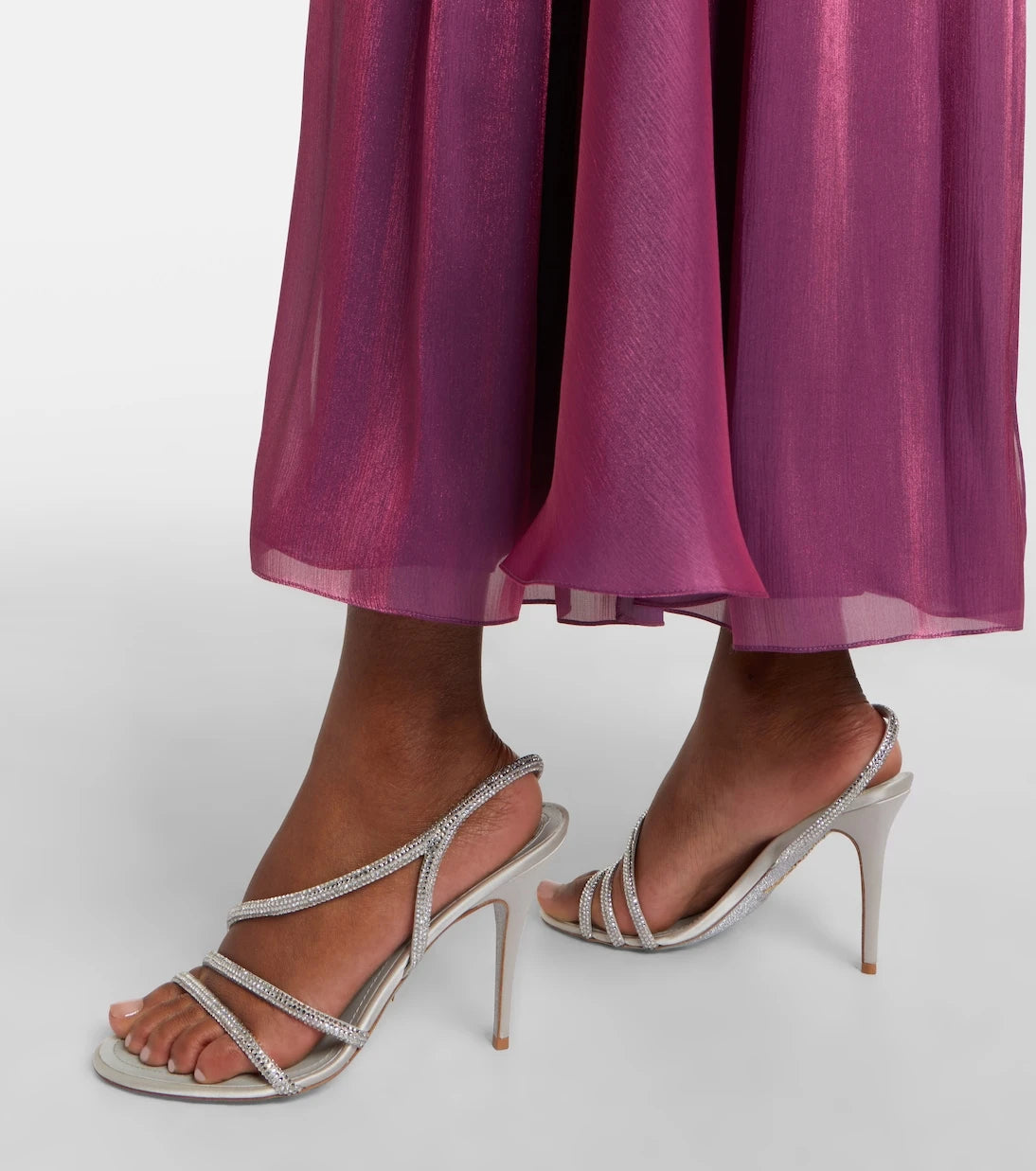 Costarellos - Embellished Lurex georgette gown