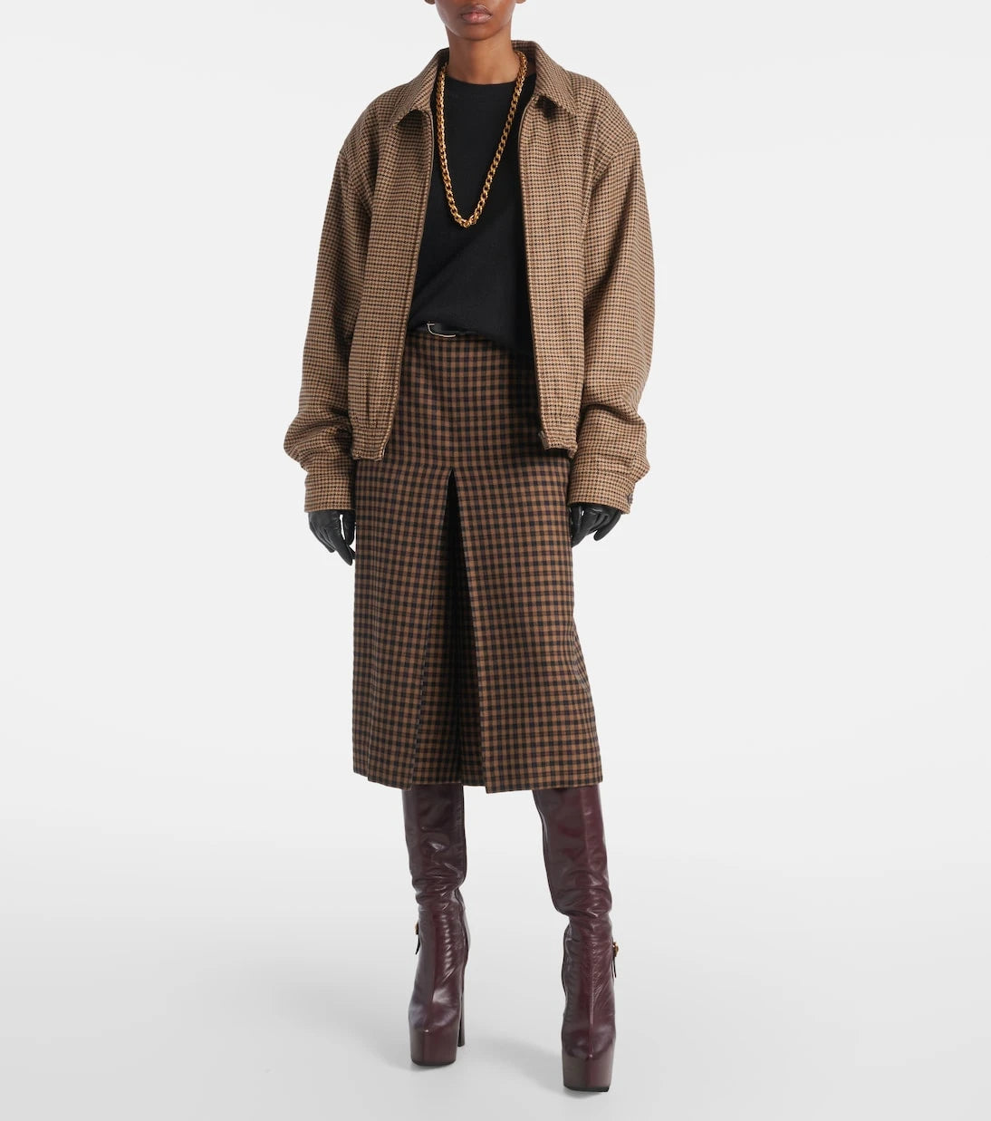 Saint Laurent - Gingham mid-rise wool culottes