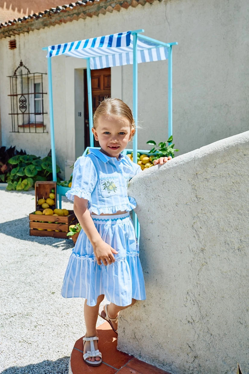 Patachou - Striped cotton shirt and skirt set