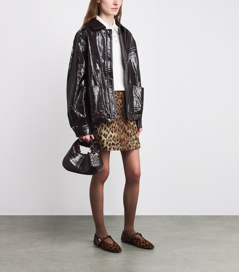 Maje Multi Leopard Print Mini Skirt