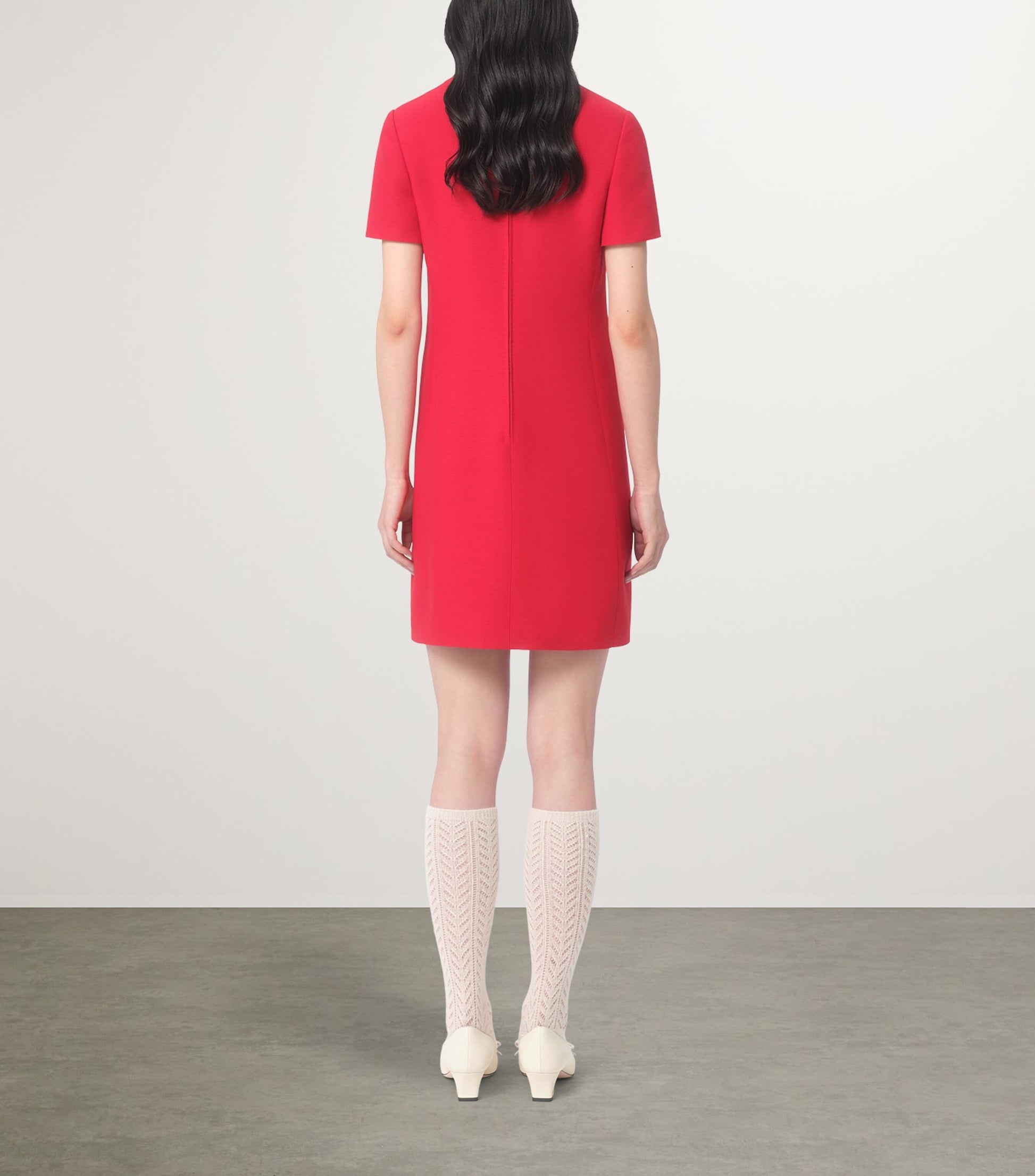 Valentino Red Virgin Wool-Silk Bow Mini Dress