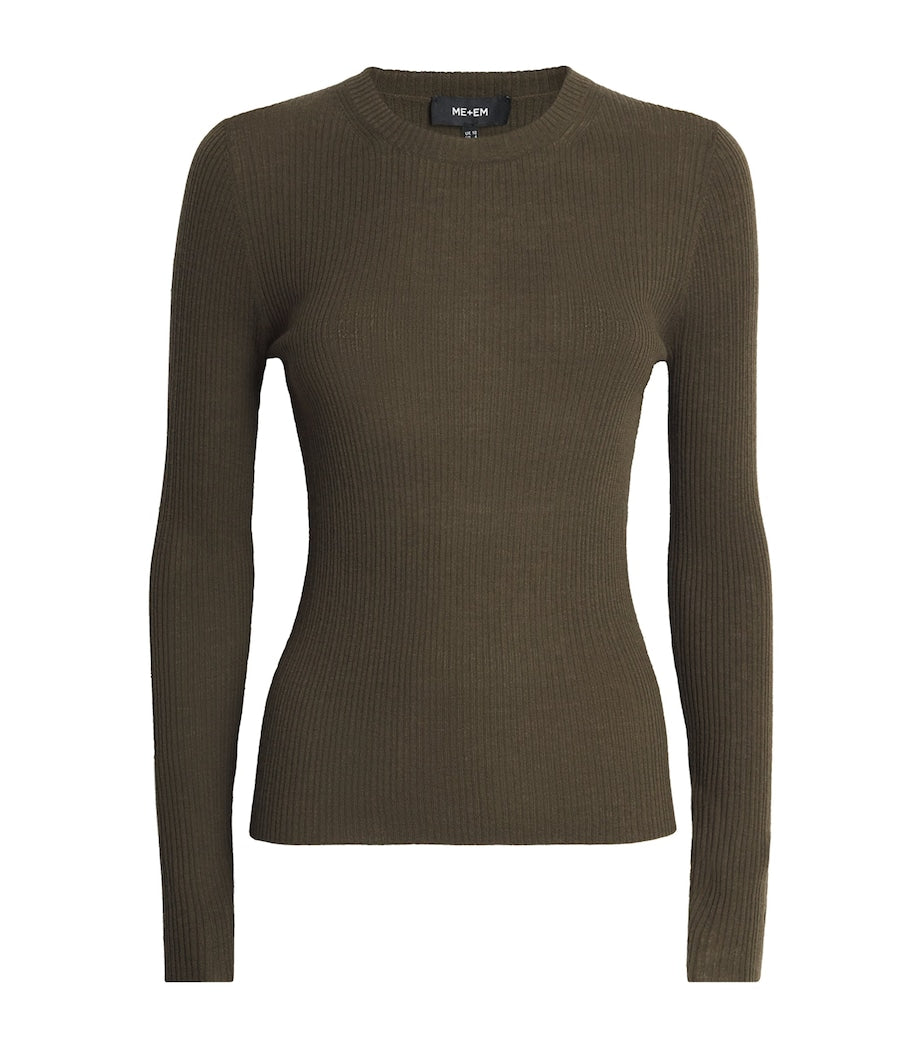 Green Wool-Cashmere Layering Sweater