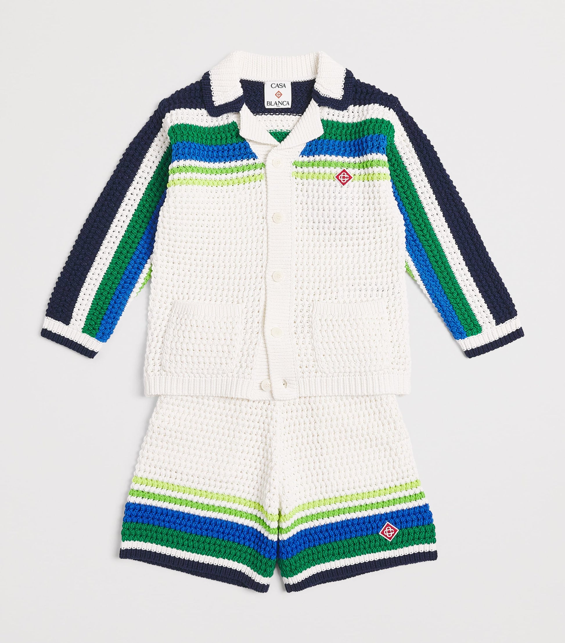 Casablanca Kids Cotton Crochet Stripe Shirt (3-14 Years)