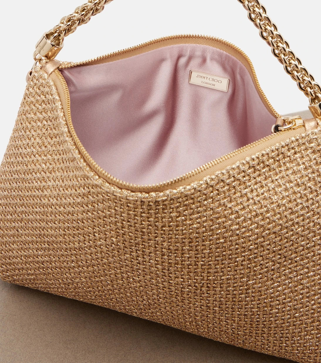 Jimmy Choo - Callie Medium raffia-effect shoulder bag