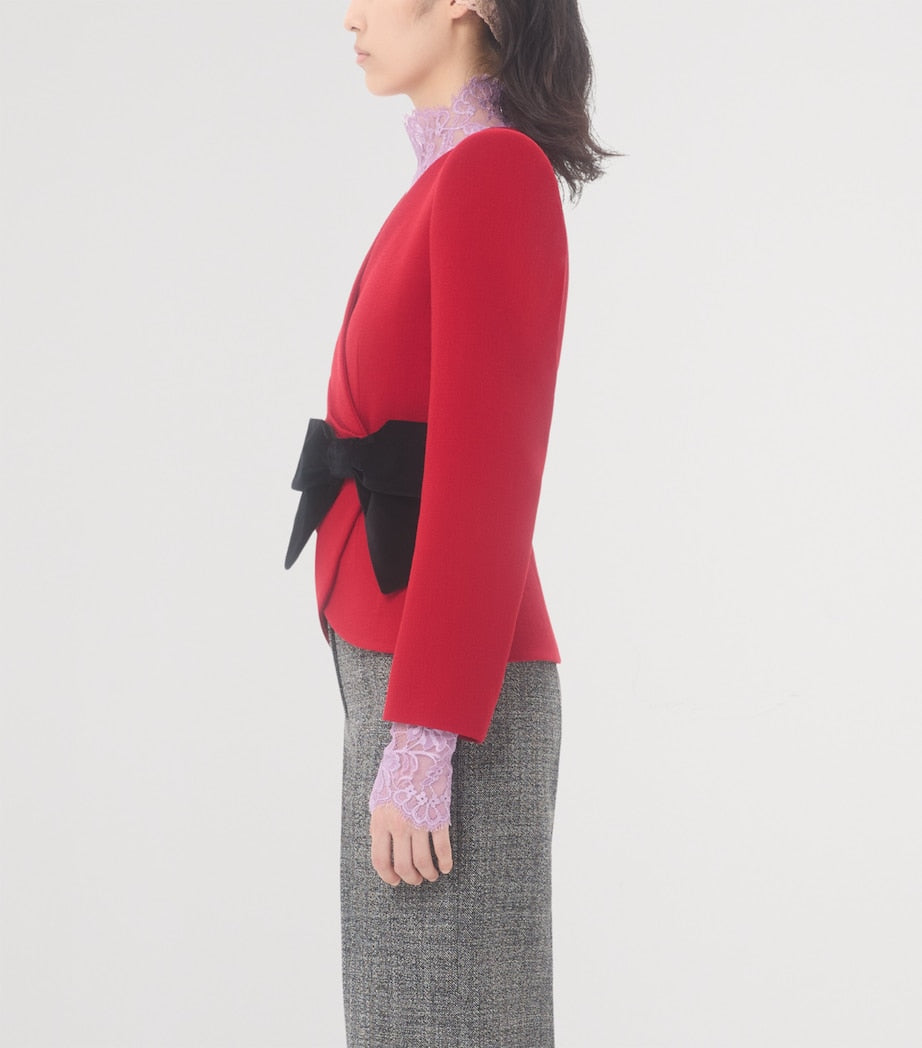 Valentino Red Virgin Wool Bow Blazer
