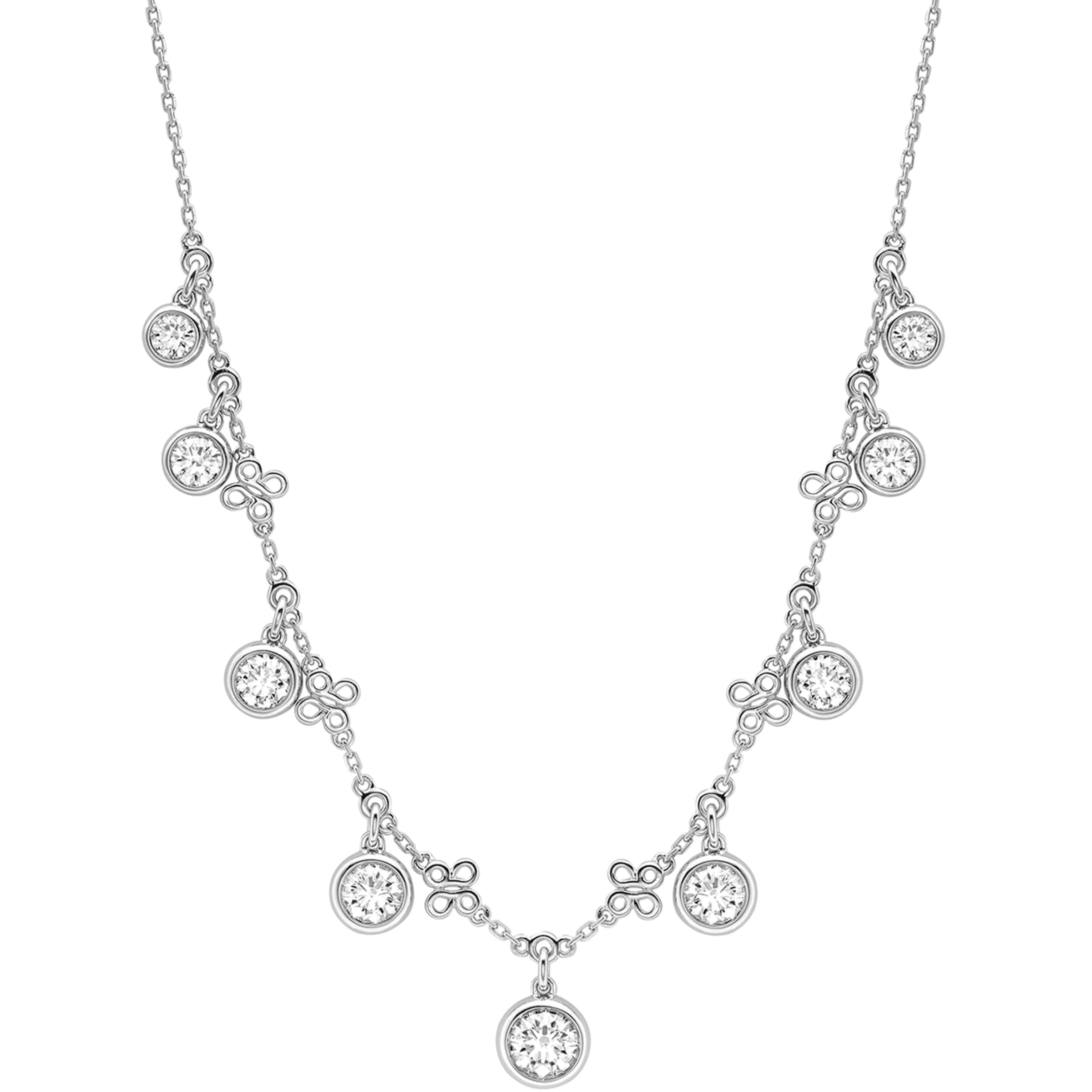Medium Platinum and Diamond Beach Necklace