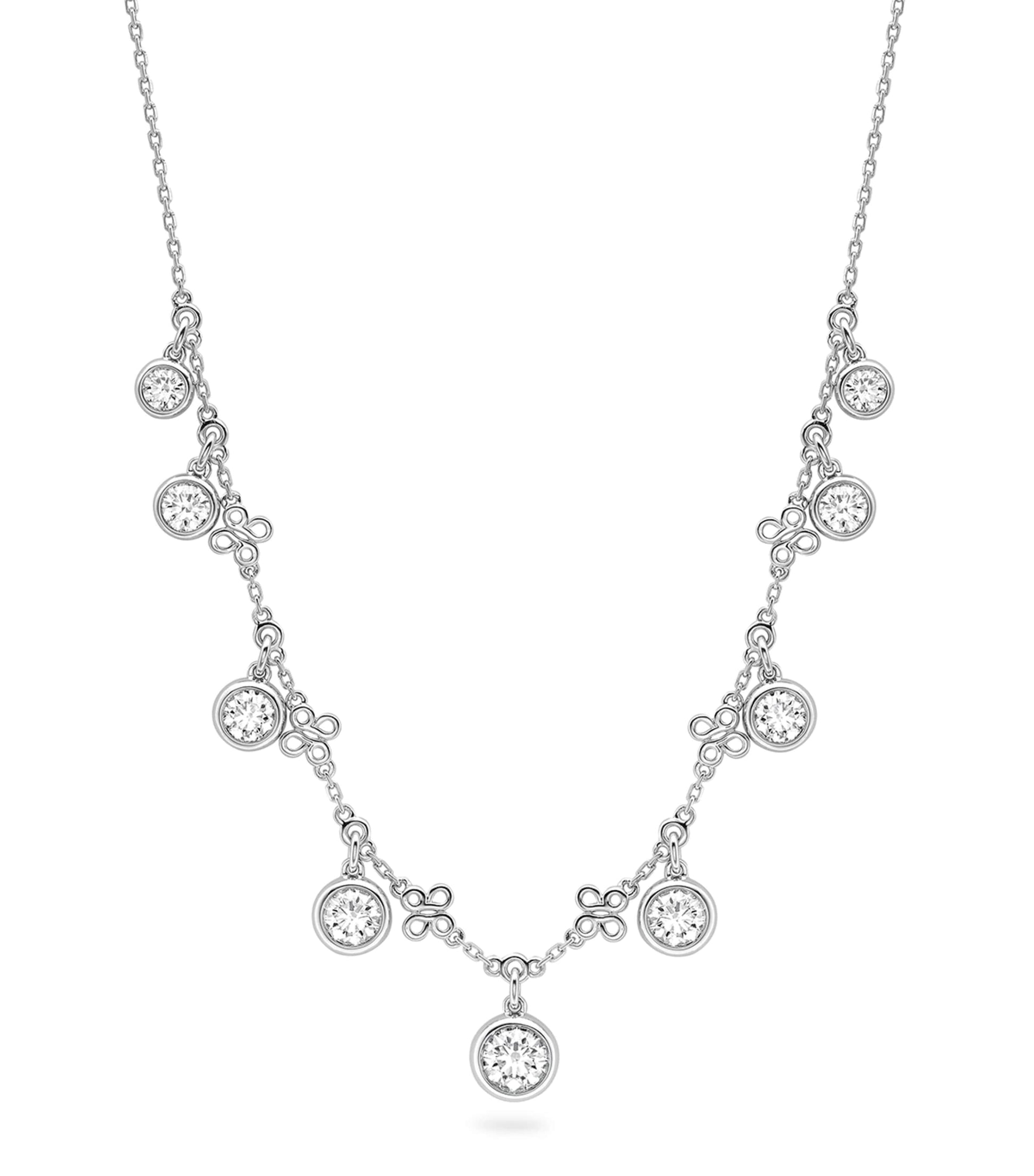 Medium Platinum and Diamond Beach Necklace