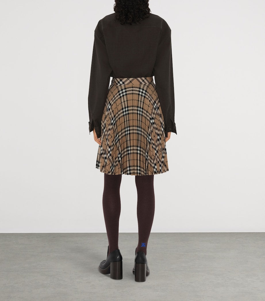 Burberry Beige Check Pleated Mini Skirt