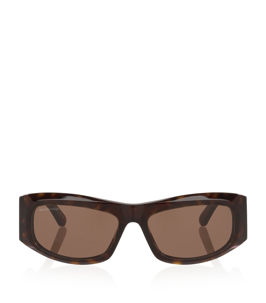 Balenciaga Brown Tortoiseshell BB0395S Rectangular Sunglasses