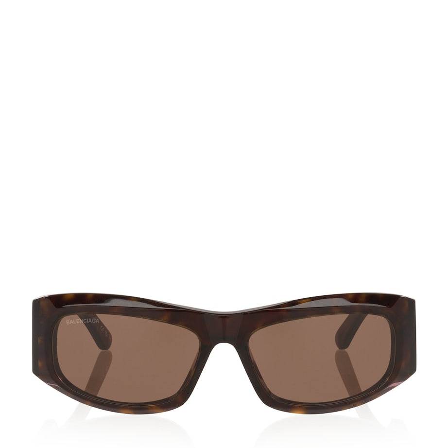 Balenciaga Brown Tortoiseshell BB0395S Rectangular Sunglasses
