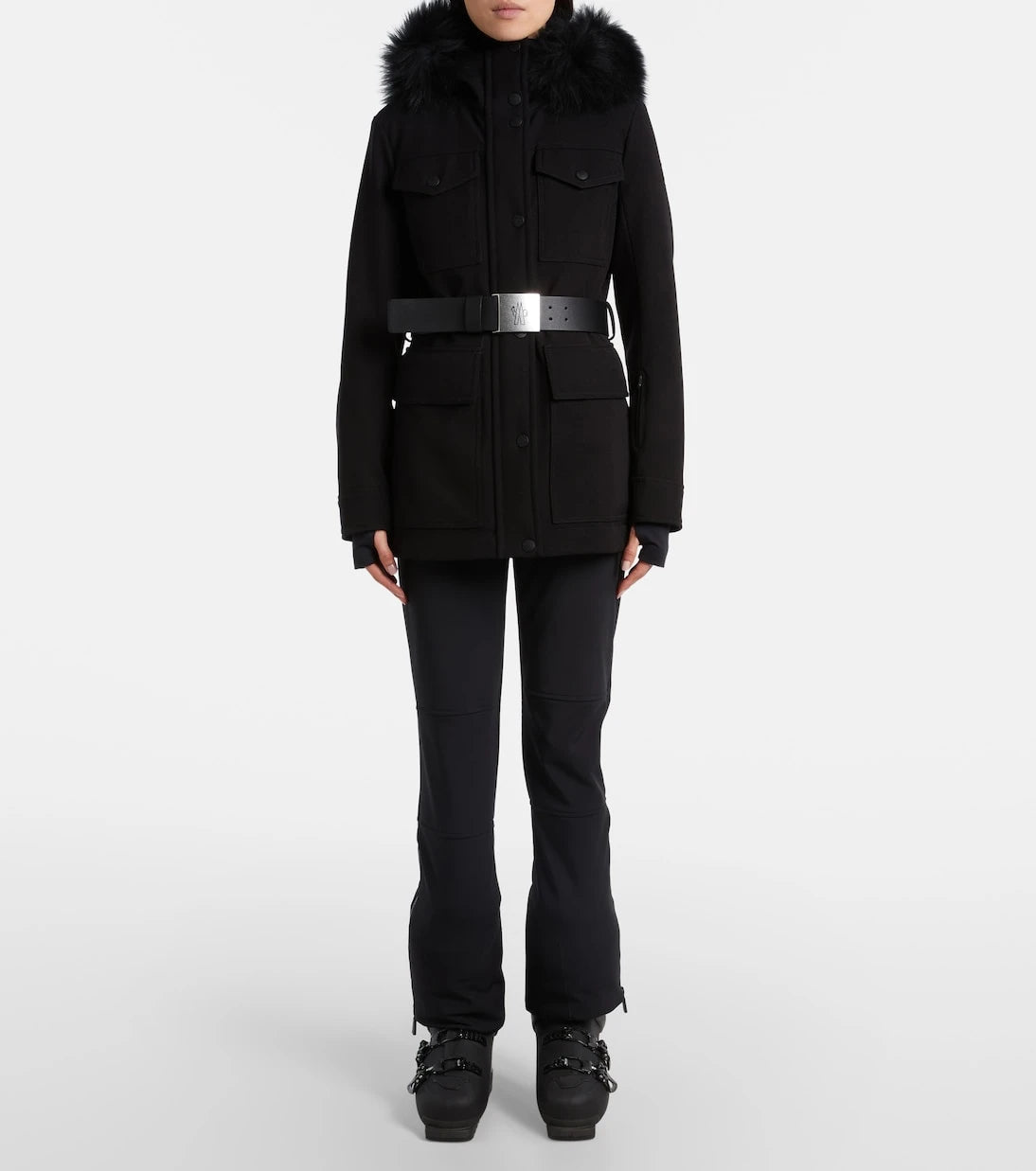 Moncler Grenoble - Linotte hooded shearling-trimmed ski jacket