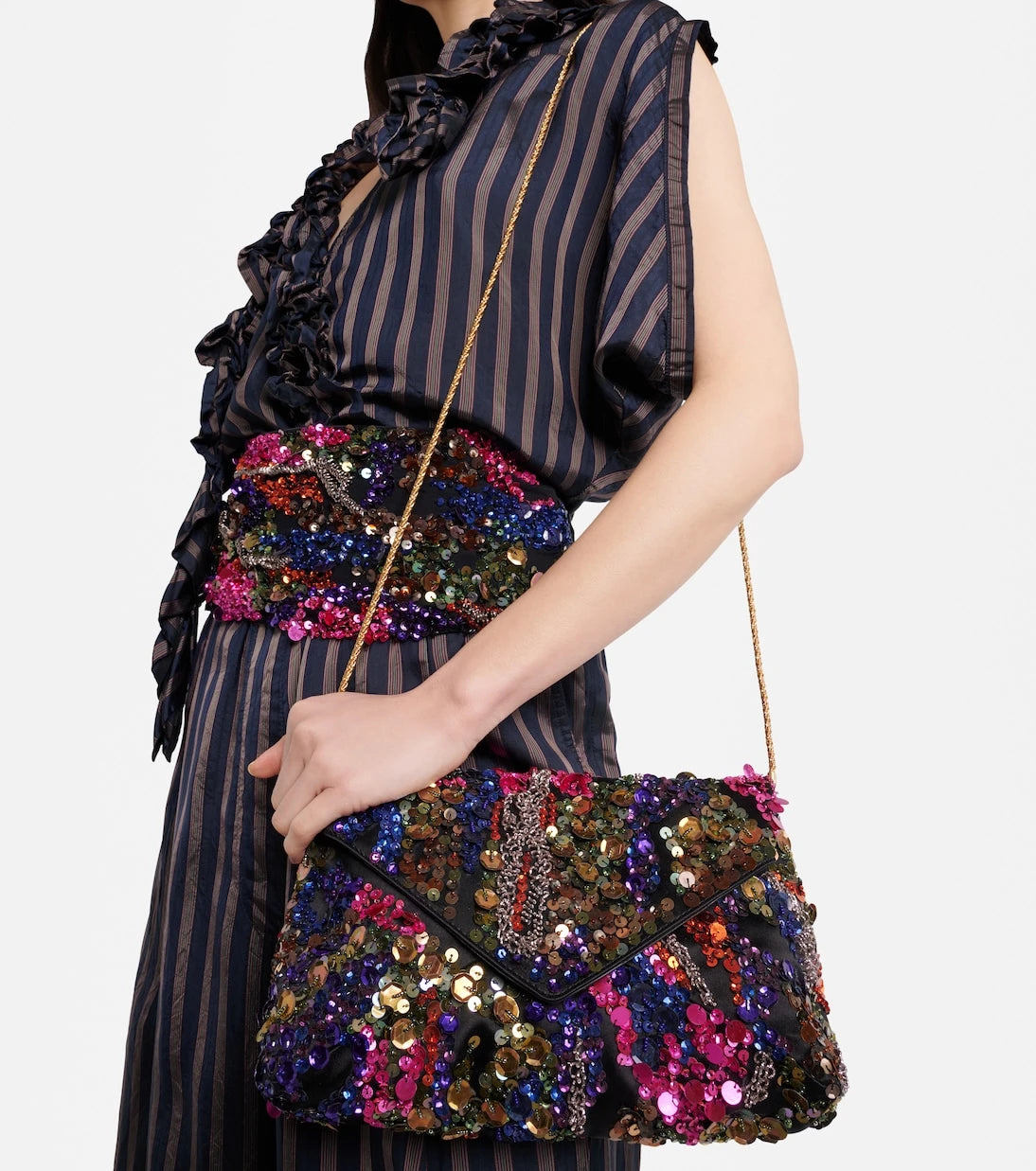 Dries Van Noten - Envelope Medium sequined satin clutch