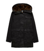 Prada Black Canvas Shearling-Hood Coat
