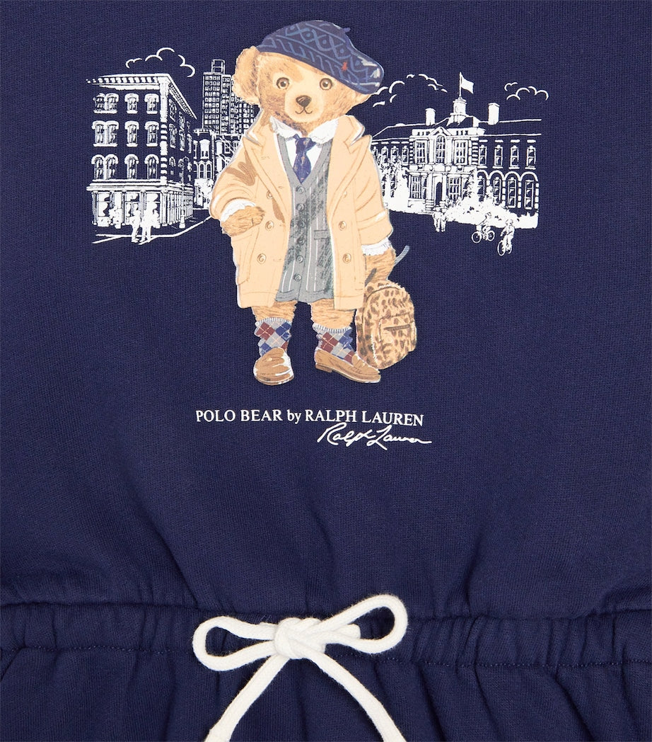 Ralph Lauren Kids Navy Cotton-Blend Polo Bear Sweatshirt Dress (2-7 Years)