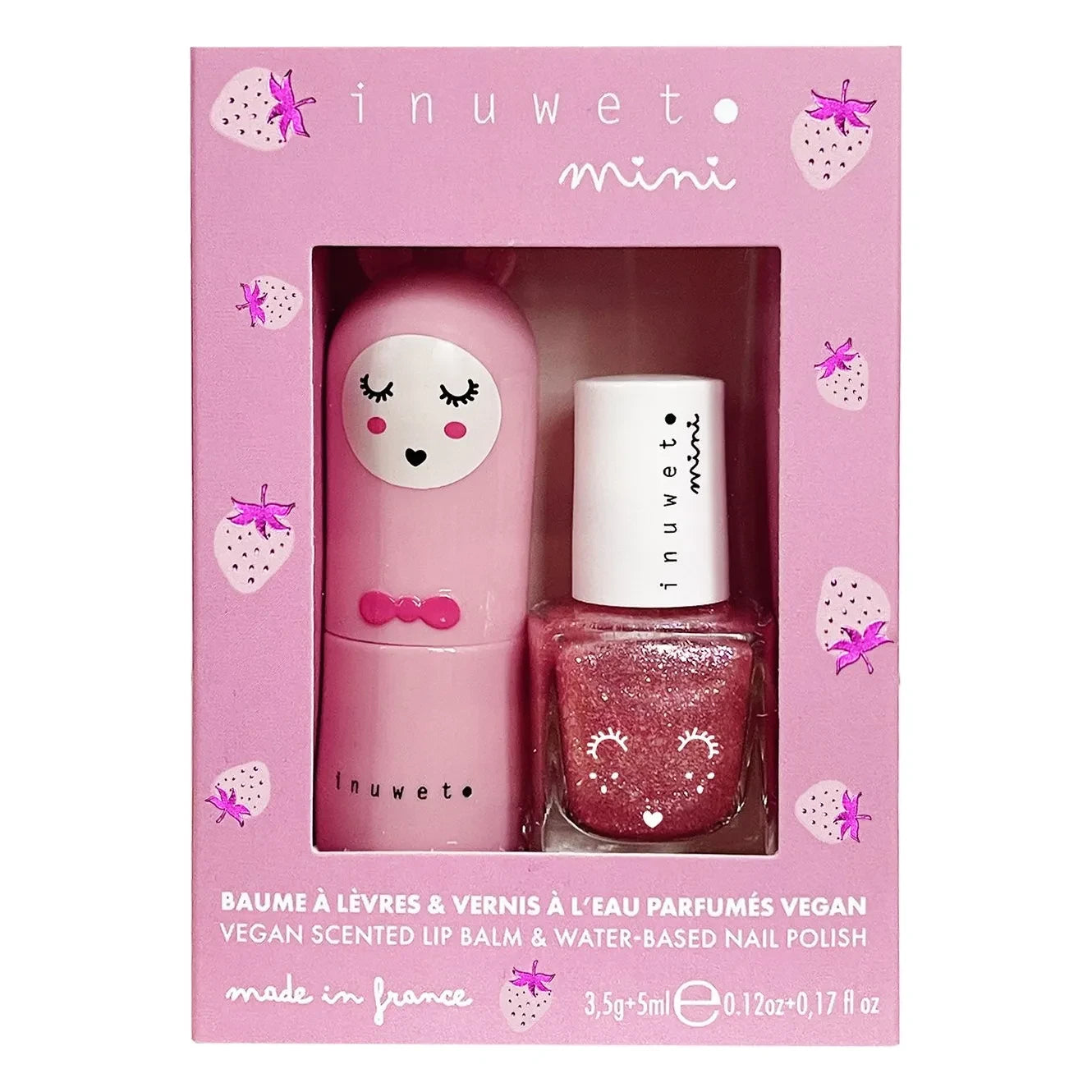 Inuwet - Strawberry lip balm and water-based varnish duo set