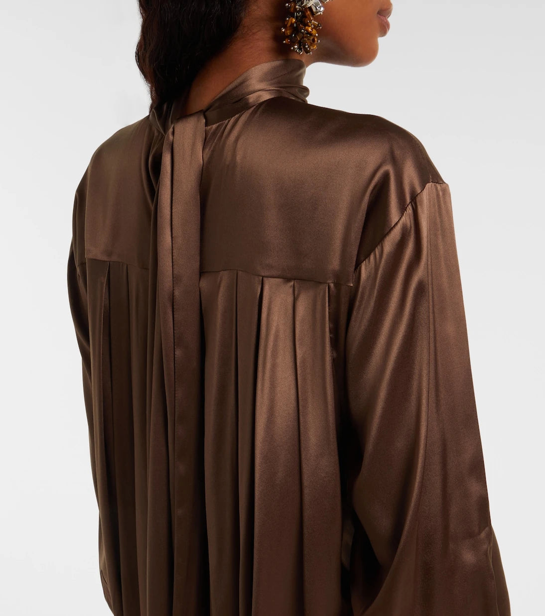 Dries Van Noten - Turtleneck silk-blend satin midi dress