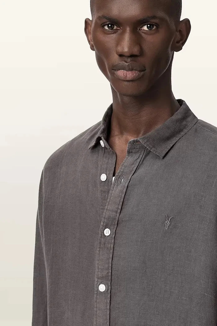 AllSaints риза мъжка от лен LOOM