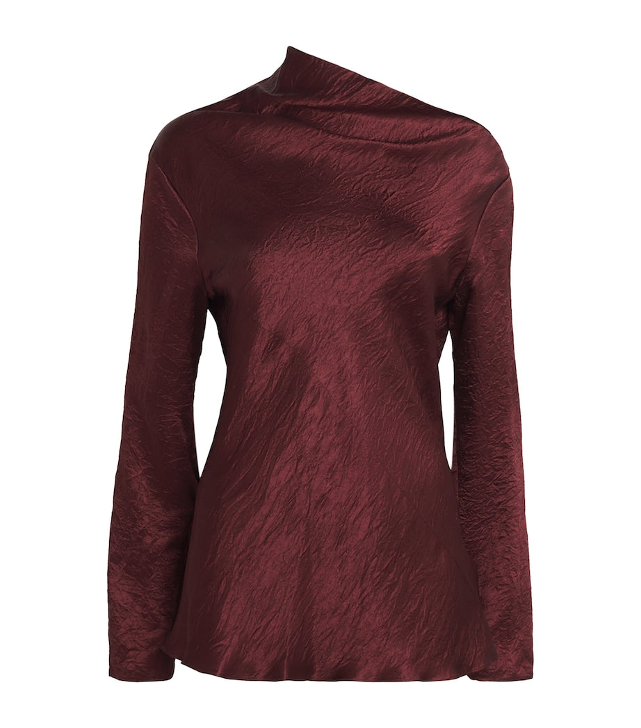Burgundy Satin Draped Luster T-Shirt
