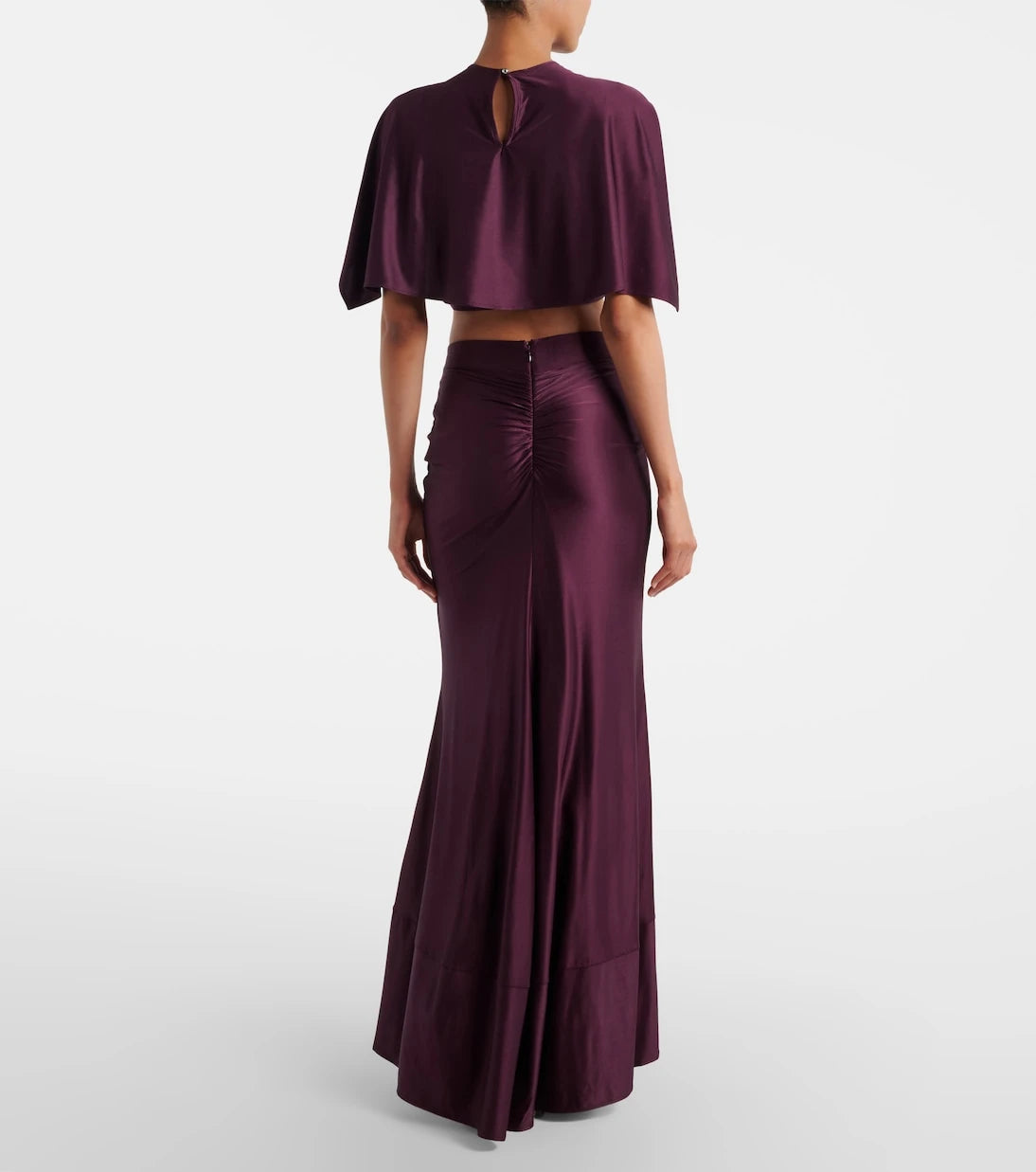 Rabanne - Gathered satin maxi skirt