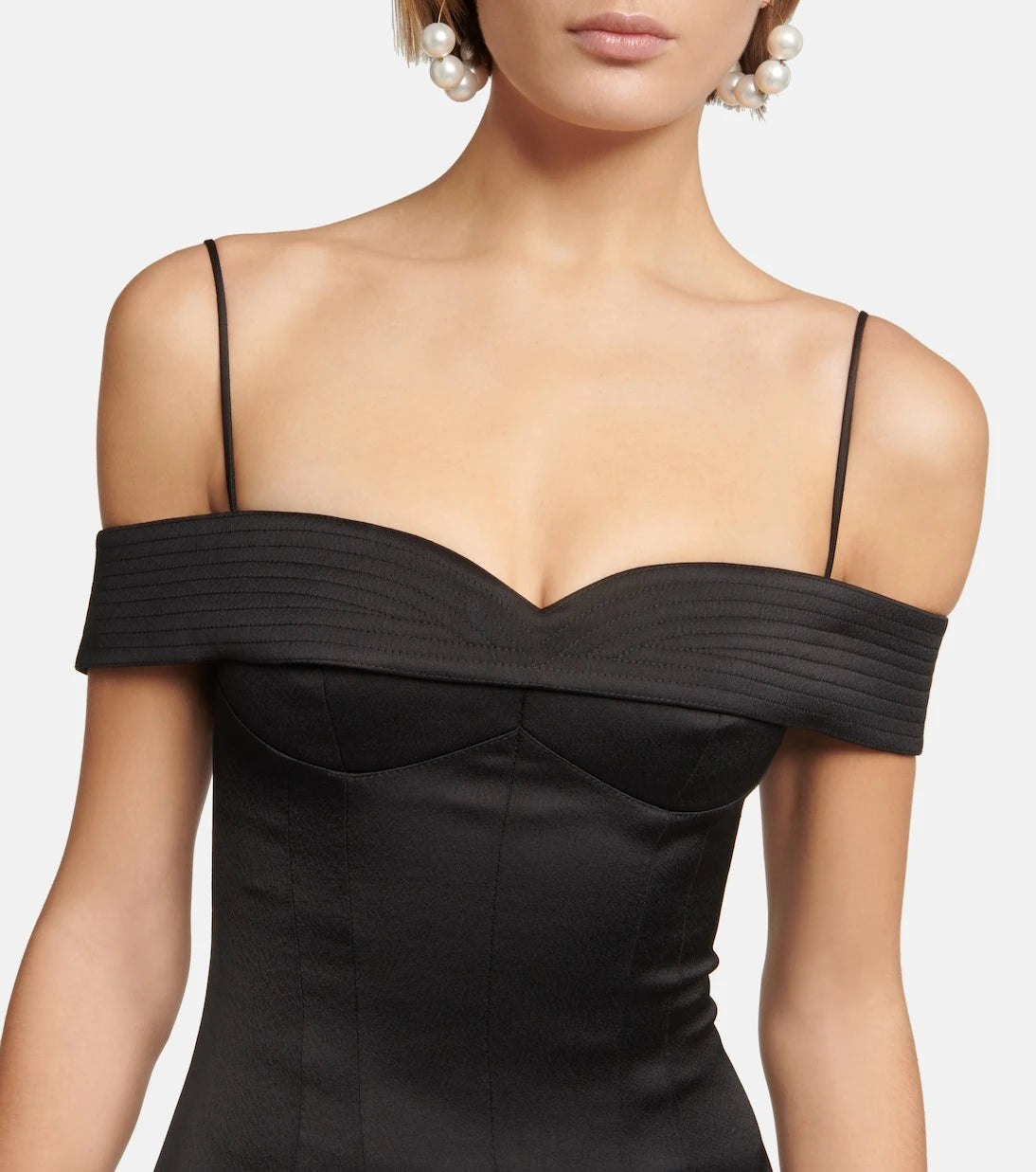 Rasario - Off-shoulder satin midi dress