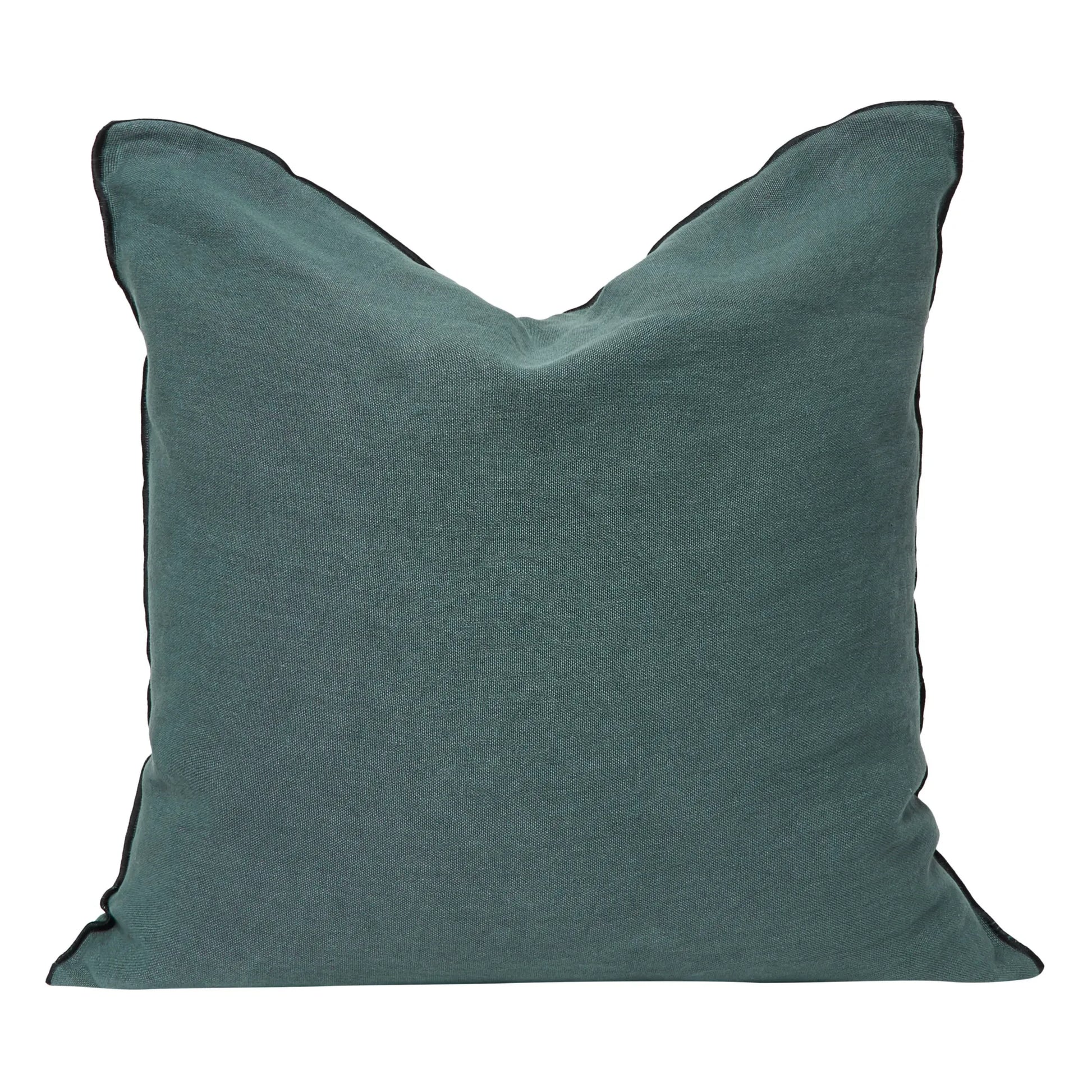 Maison de Vacances - Vice Versa Black Line Stonewashed Linen Cushion | Ink