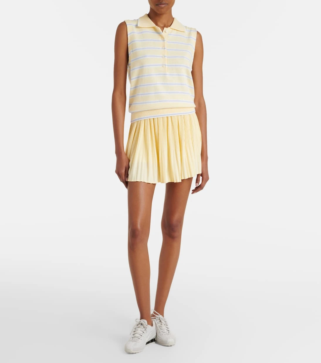 Varley - Rue striped cotton-blend polo shirt