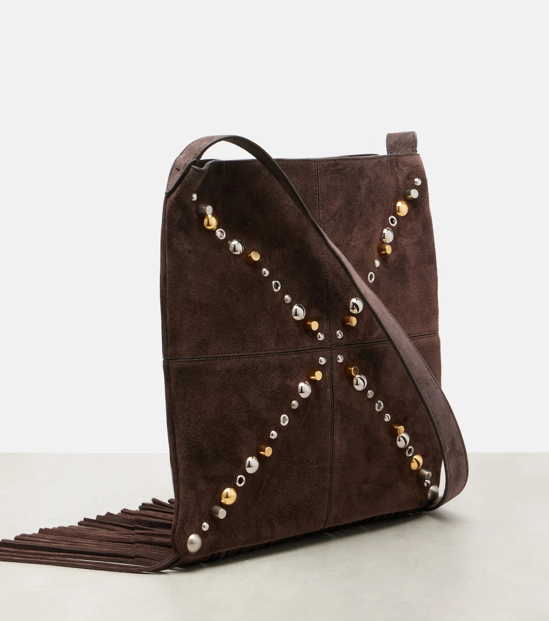 Valentino Garavani - Nellcôte embellished suede shoulder bag