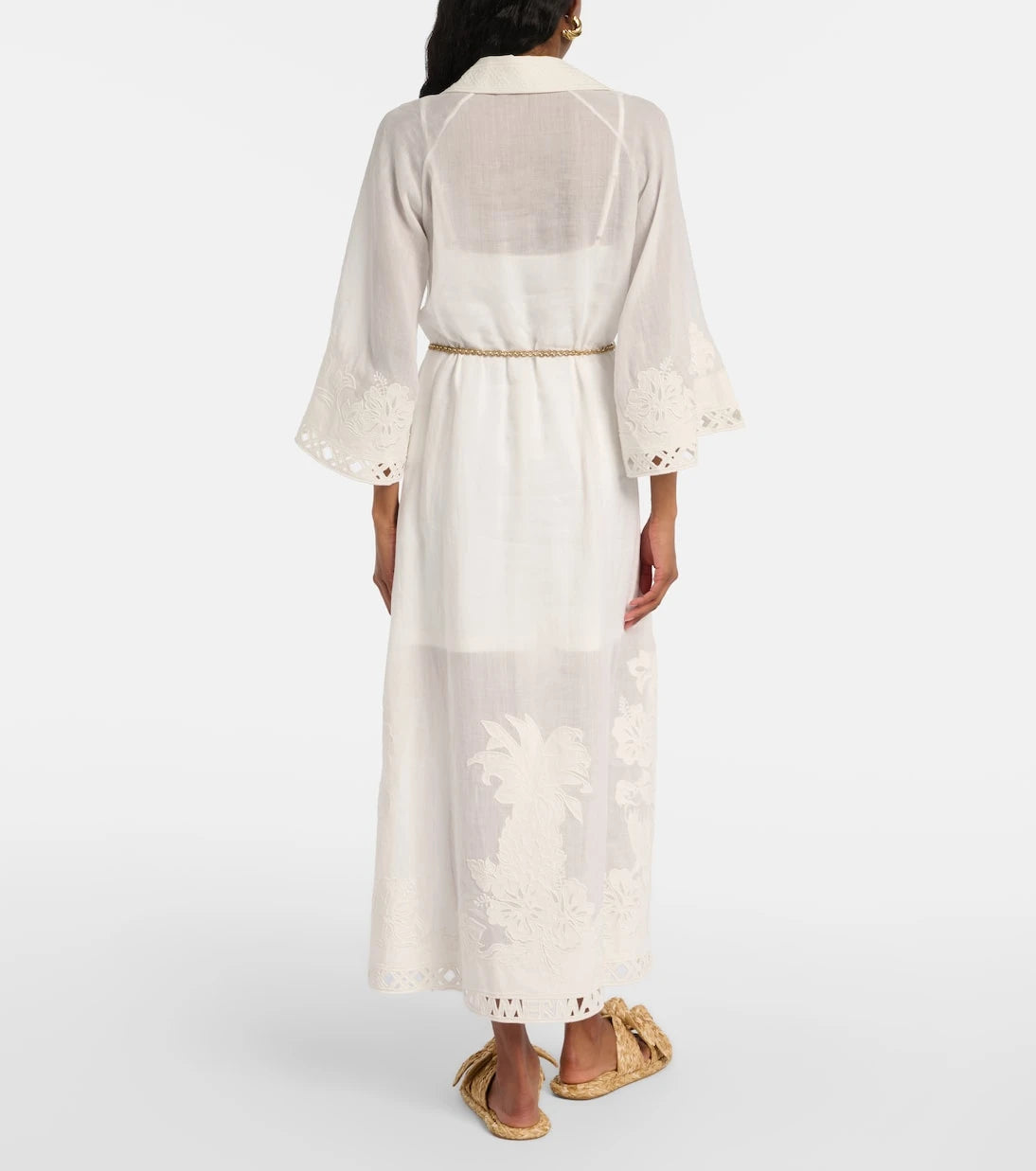 Zimmermann - Indra embroidered ramie midi dress