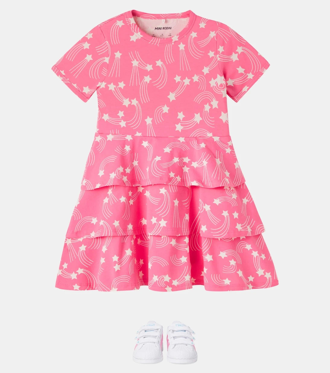 Mini Rodini - Printed tiered cotton-blend jersey dress