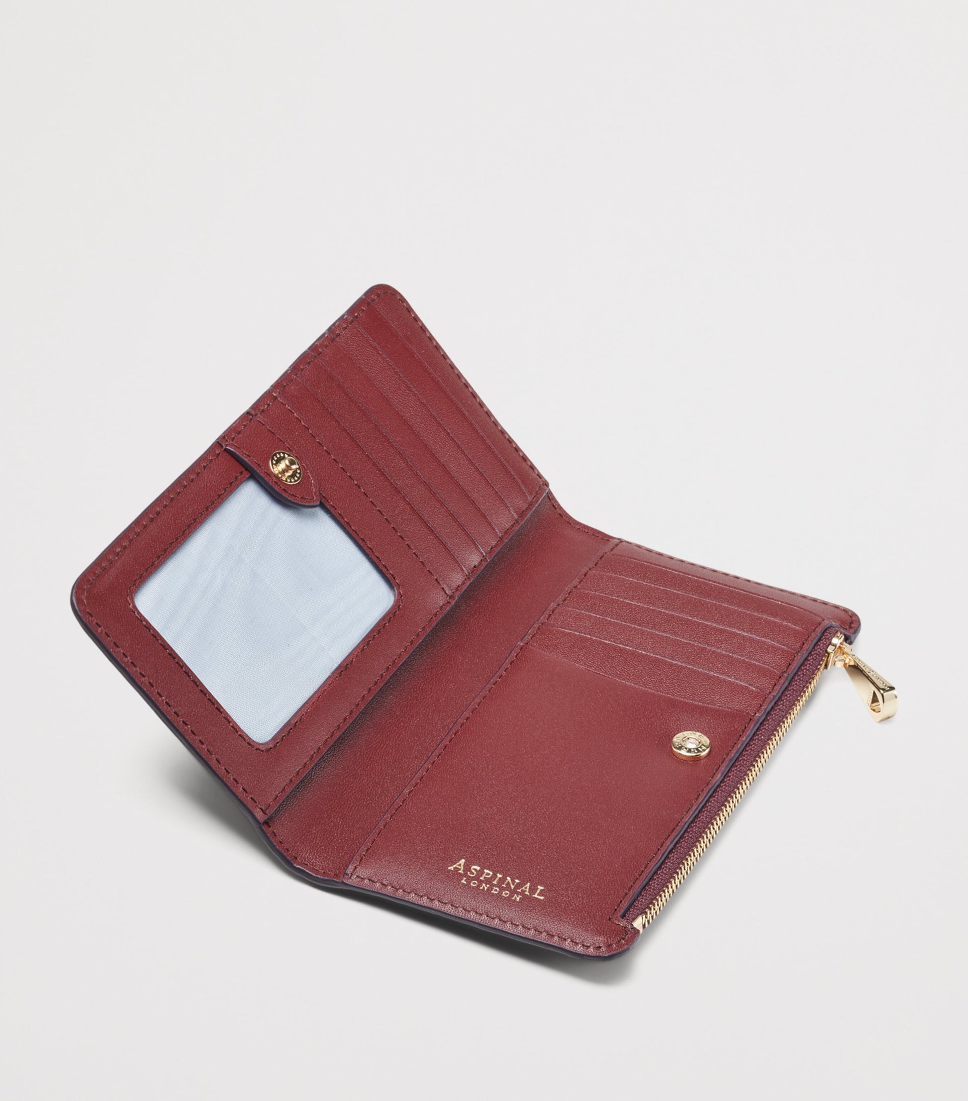 Burgundy Large Leather Croc-Embossed Mayfair Purse