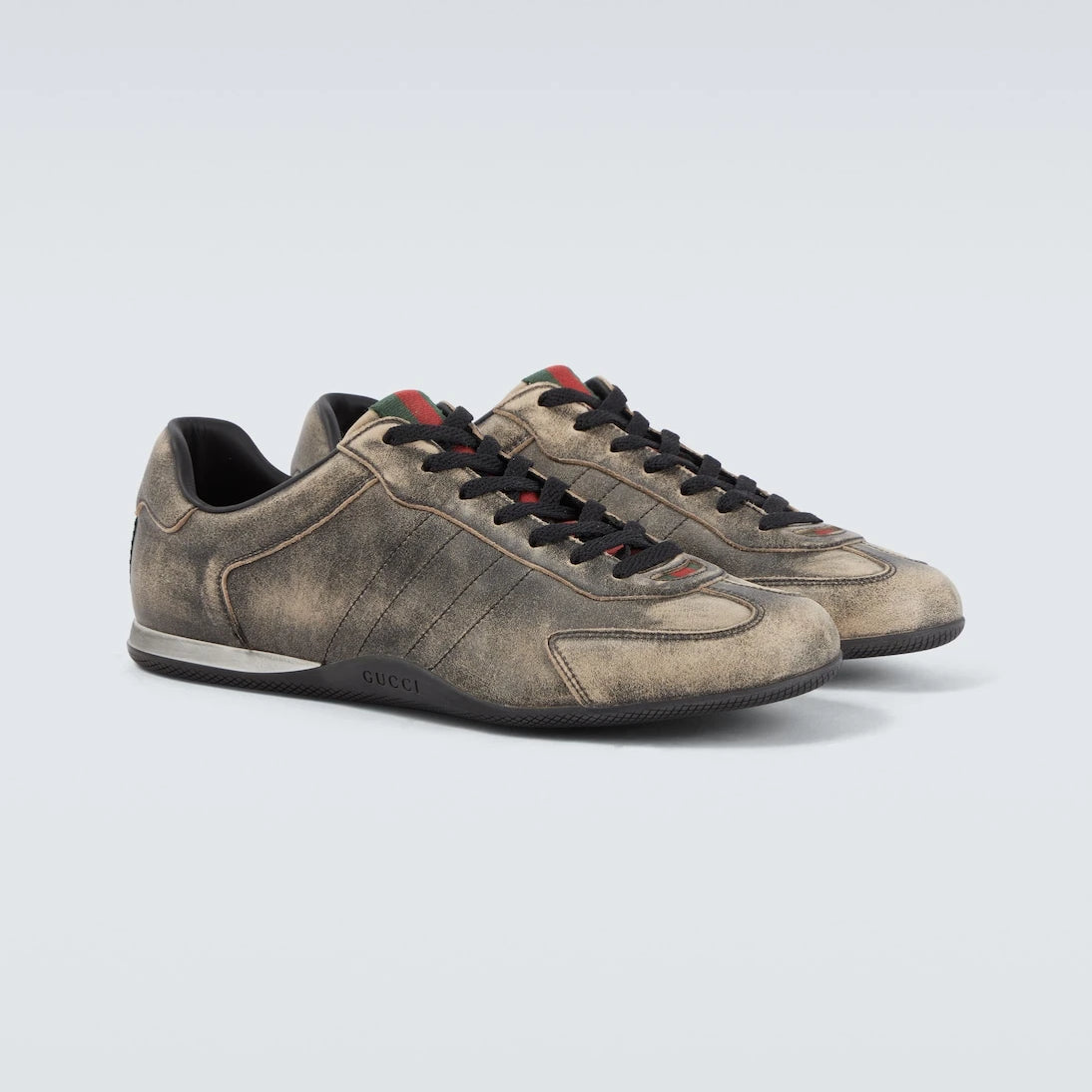 Gucci - Gucci Shift Web Stripe leather sneakers
