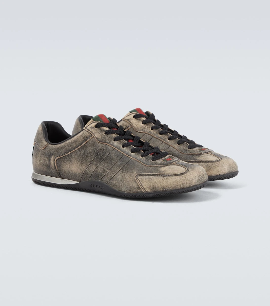 Gucci - Gucci Shift Web Stripe leather sneakers
