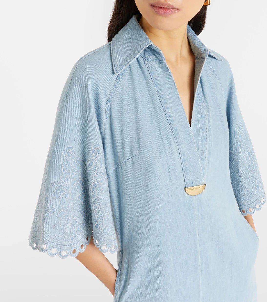 Zimmermann - Daylight embroidered denim midi dress