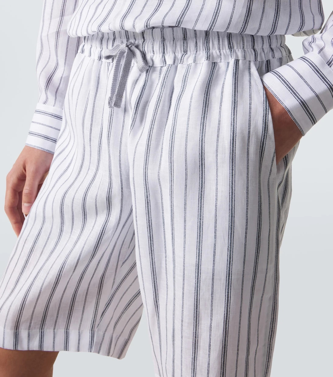 Fedeli - Striped linen Bermuda shorts
