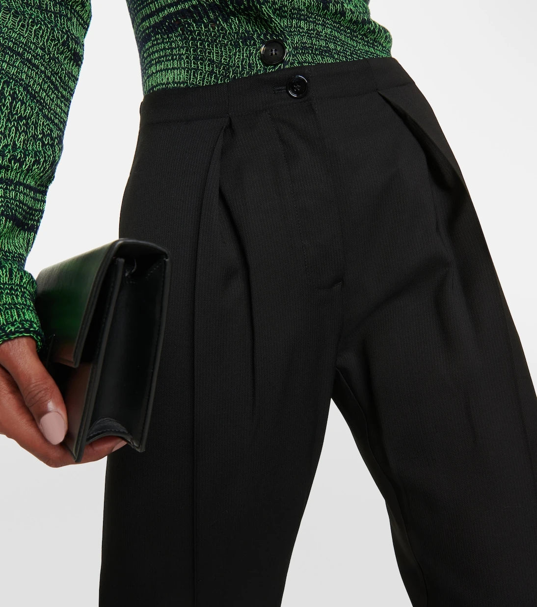 Acne Studios - بنطال بخصر مرتفع واسع الساقين