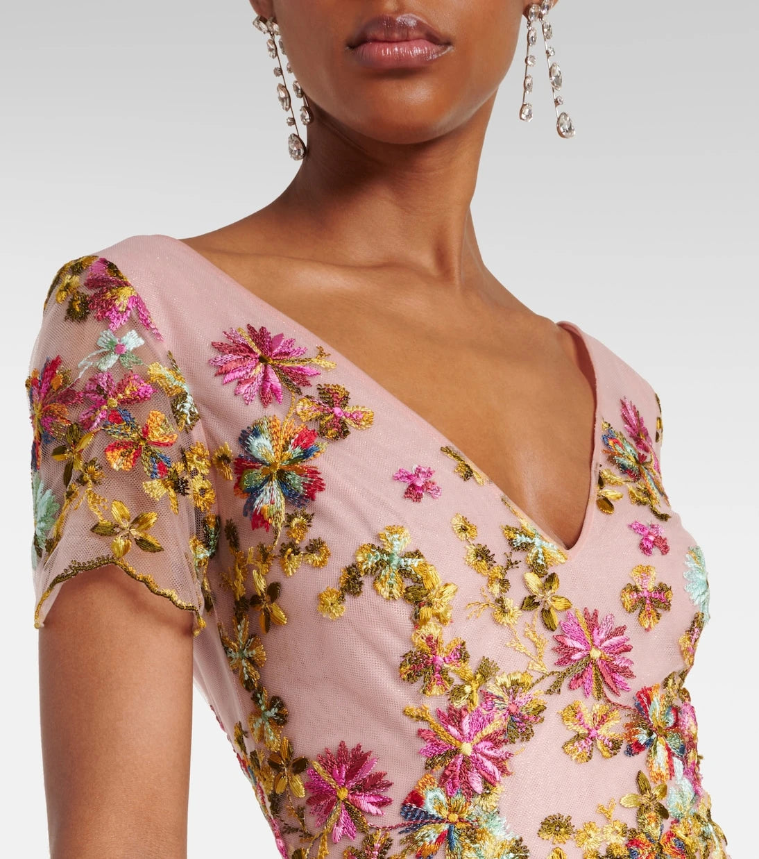 Costarellos - Polina embroidered tulle gown