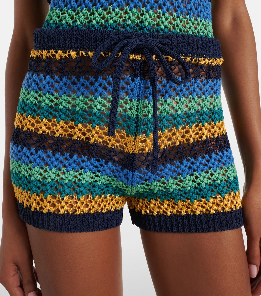 Etro - Crochet striped cotton-blend shorts