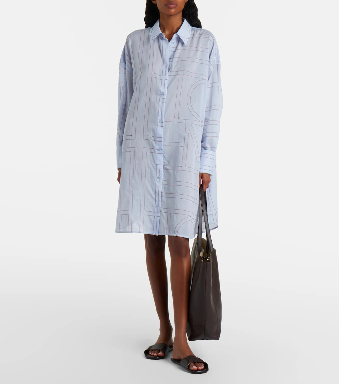 Toteme - Embroidered cotton-blend poplin shirt