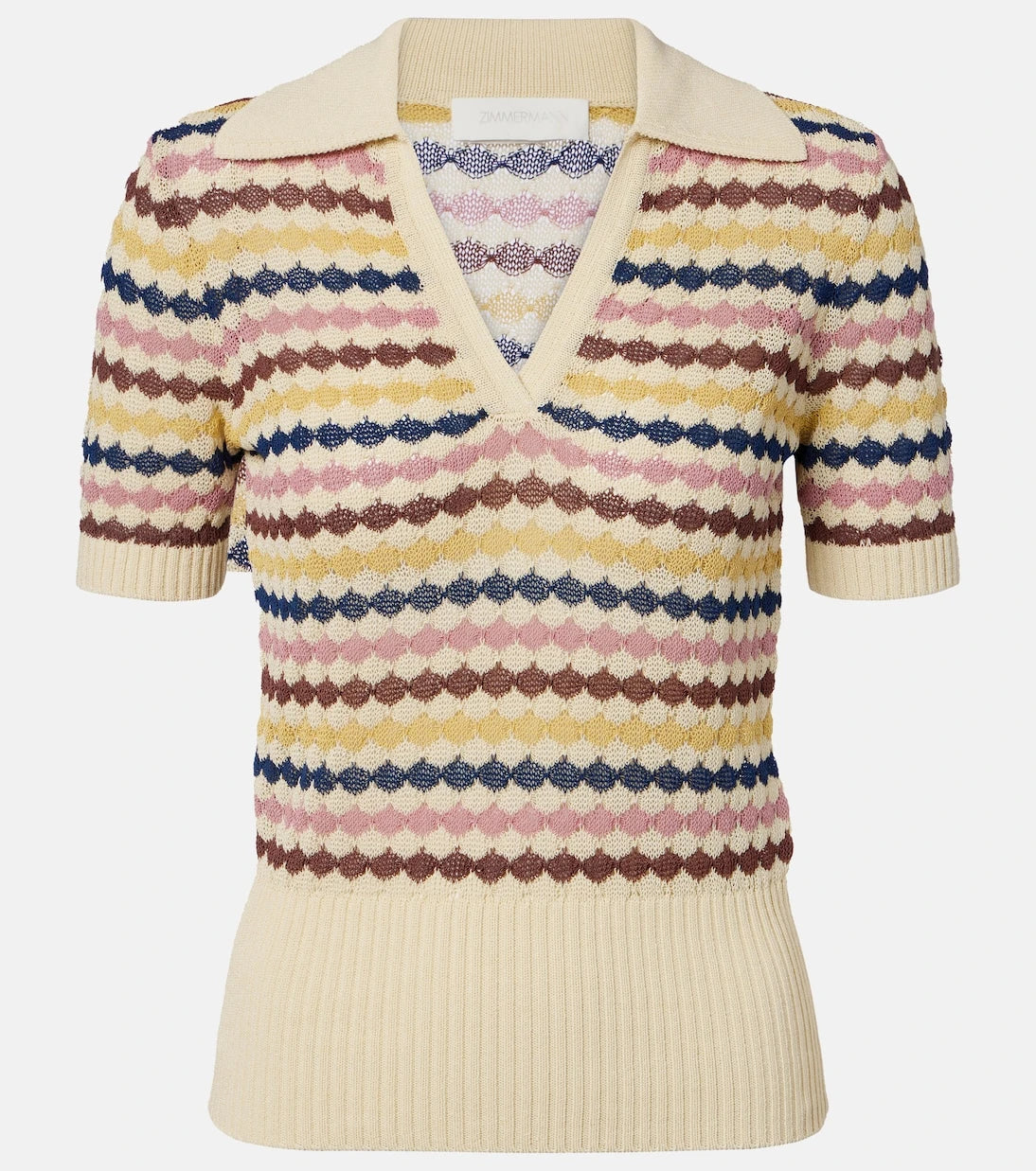Zimmermann - Awaken cotton-blend polo sweater