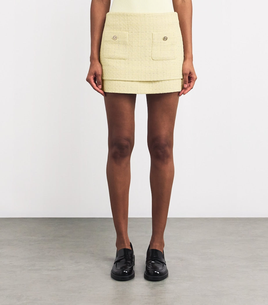 Maje Yellow Tweed Mini Skirt
