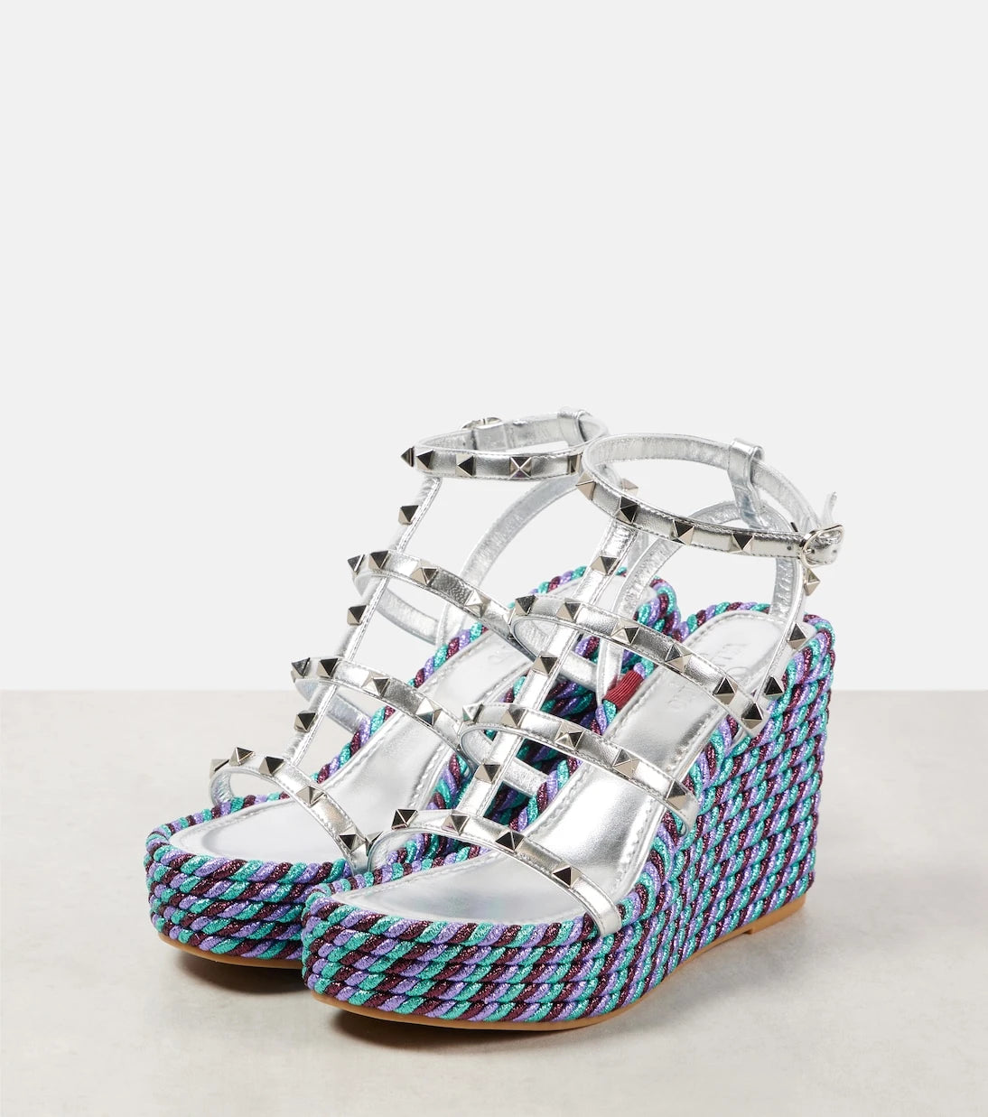 Valentino Garavani - Rockstud leather espadrille wedges