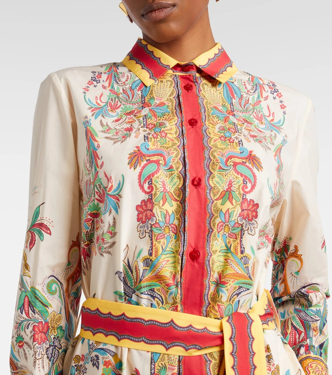 Etro - Paisley belted cotton shirt dress