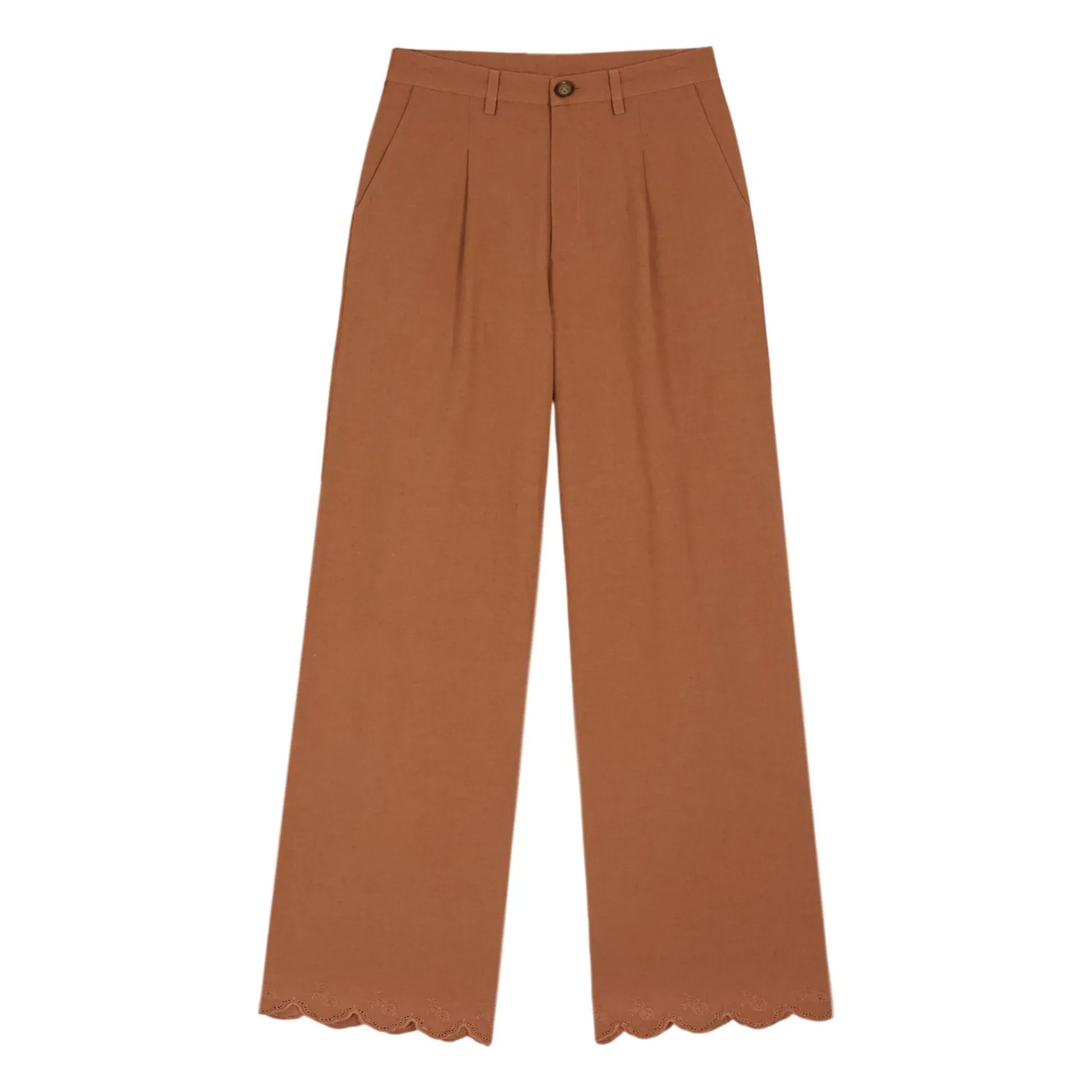 Emile et Ida - Cotton Embroidered Pants | Brown