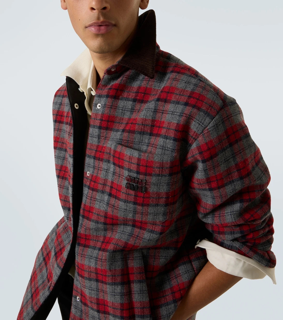 Miu Miu - Plaid virgin wool down overshirt